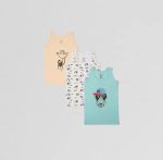 Undertrøjer med abemotiv 3-pack - Blå, Hvid og Beige